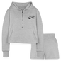 He Did It Women’s Christian Cropped Hoodie & Jogger Short Set Outfit - heather gray