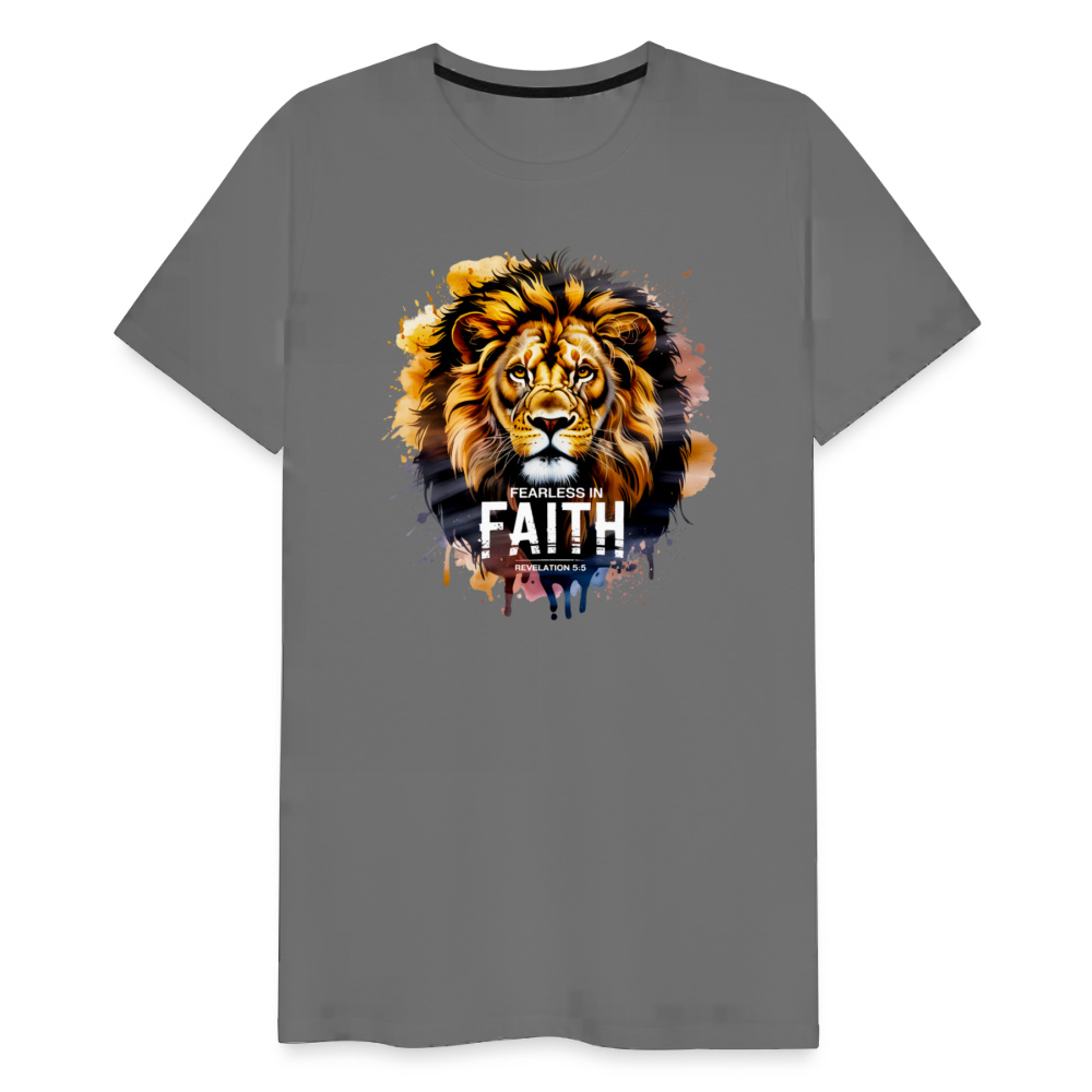 Fearless In Faith Men's Christian Premium T-Shirt - asphalt gray