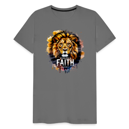 Fearless In Faith Men's Christian Premium T-Shirt - asphalt gray
