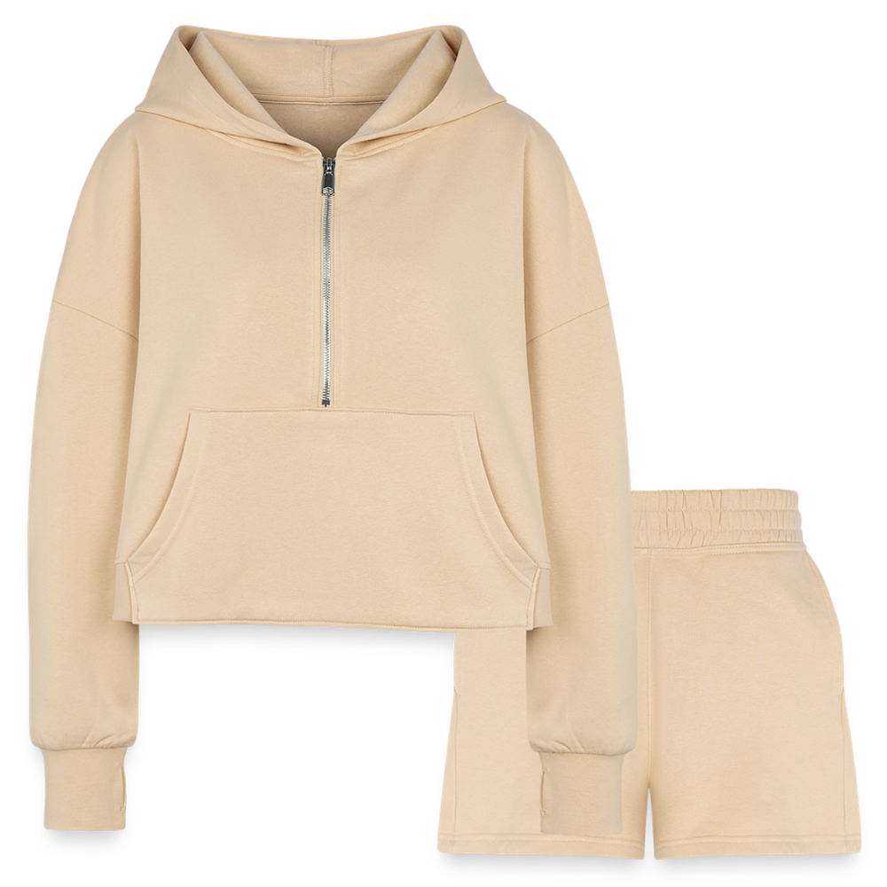 Proverbs 31 Women’s Christian Cropped Hoodie & Jogger Short Set Outfit - nude