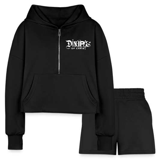 Disciple Of Christ Women’s Christian Cropped Hoodie & Jogger Short Set - ClaimedbyGodDesigns