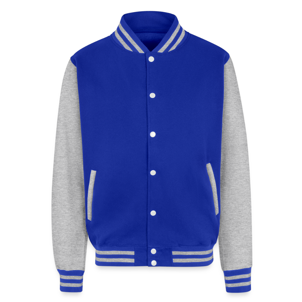 I'm Proof That He Answers Prayers Men's Christian Heavyweight Letterman Jacket - royal/heather grey