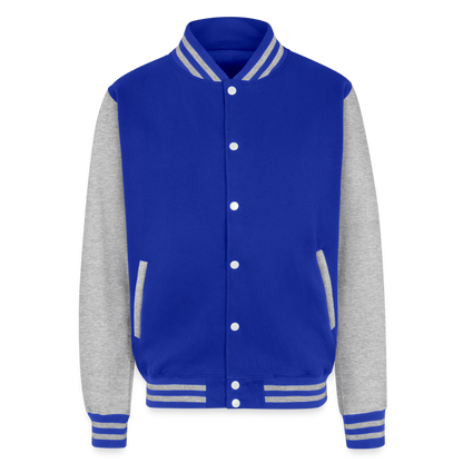I'm Proof That He Answers Prayers Men's Christian Heavyweight Letterman Jacket - royal/heather grey