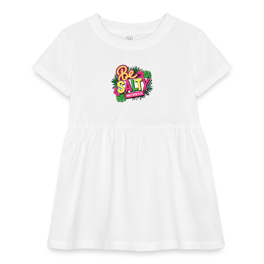 Be Salty Christian Baby Rib Dress - white