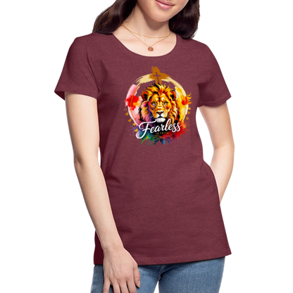 Fearless in Faith Christian Women’s Premium T-Shirt - heather burgundy