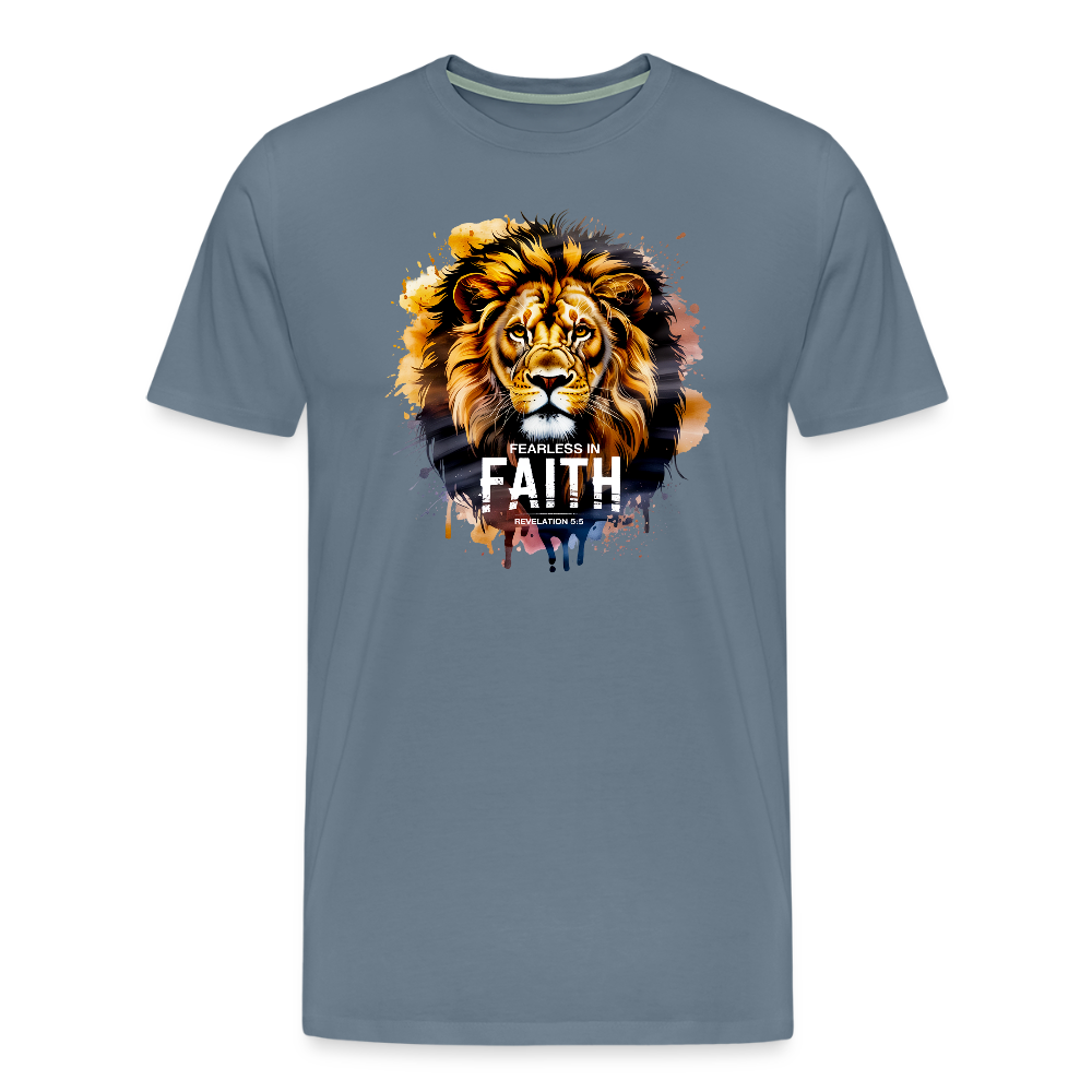 Fearless In Faith Men's Christian Premium T-Shirt - steel blue