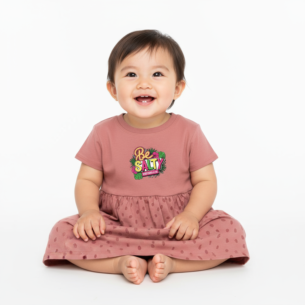 Be Salty Christian Baby Rib Dress - mauve