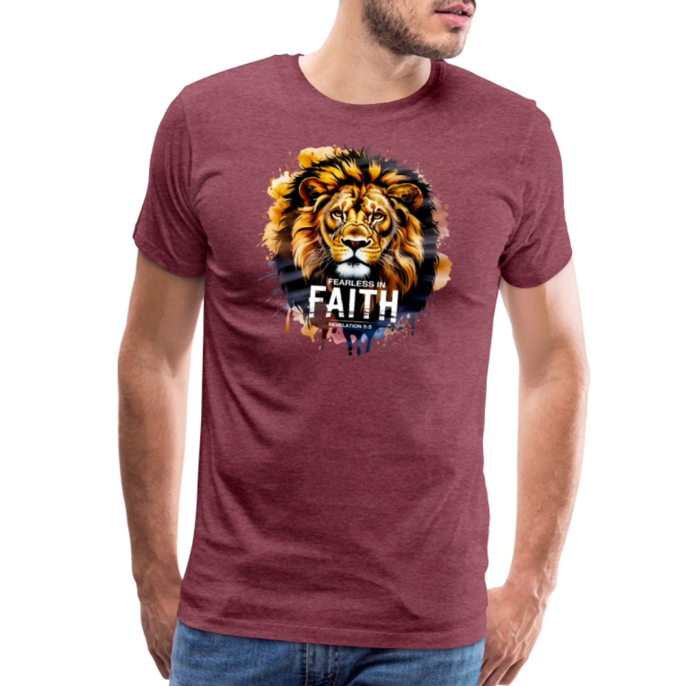 Fearless In Faith Men's Christian Premium T-Shirt - heather burgundy