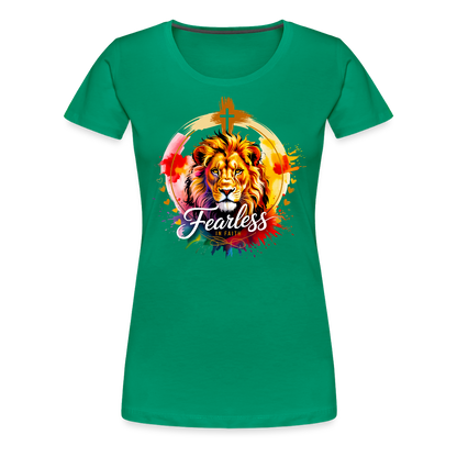 Fearless in Faith Christian Women’s Premium T-Shirt - kelly green