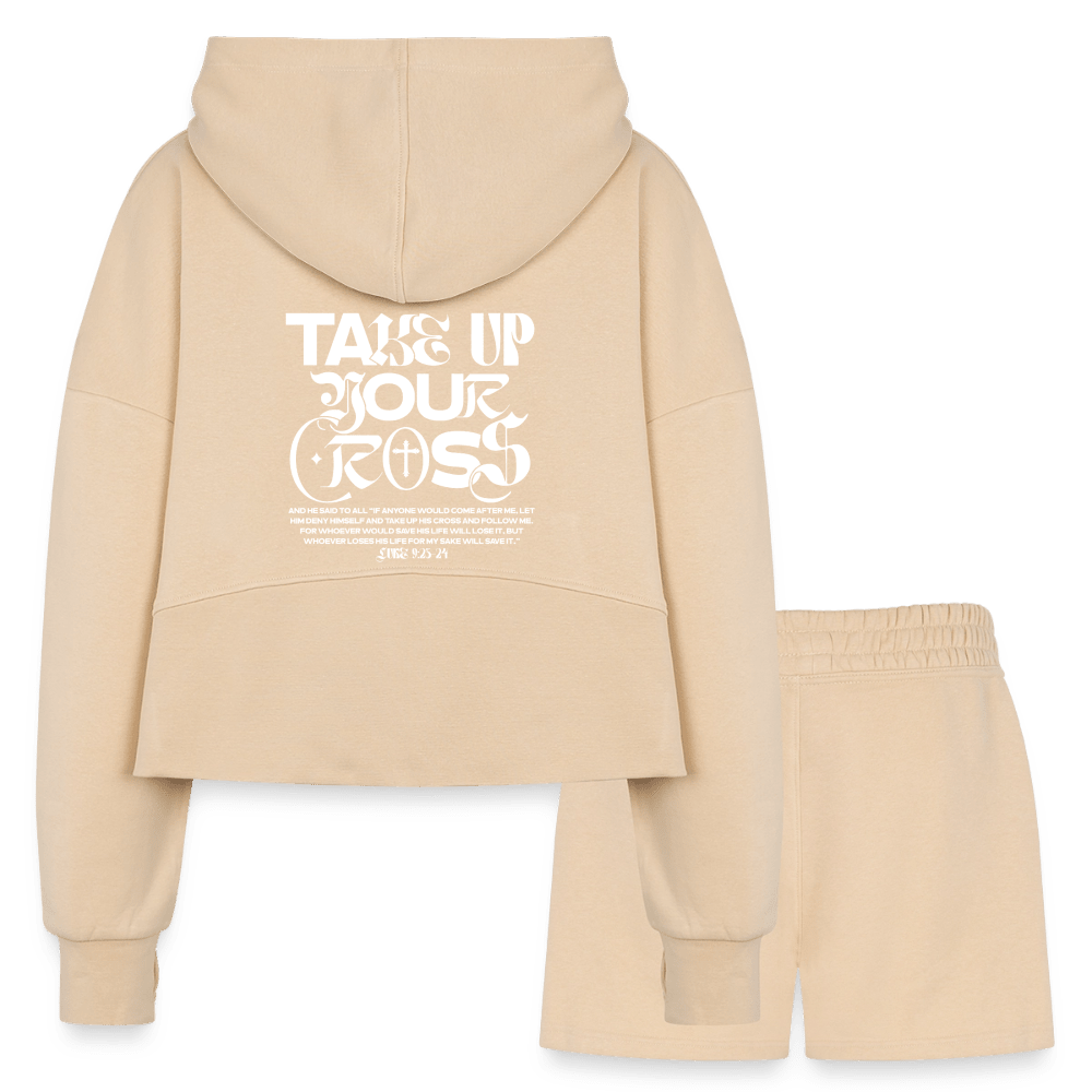 Disciple Of Christ Women’s Christian Cropped Hoodie & Jogger Short Set - ClaimedbyGodDesigns