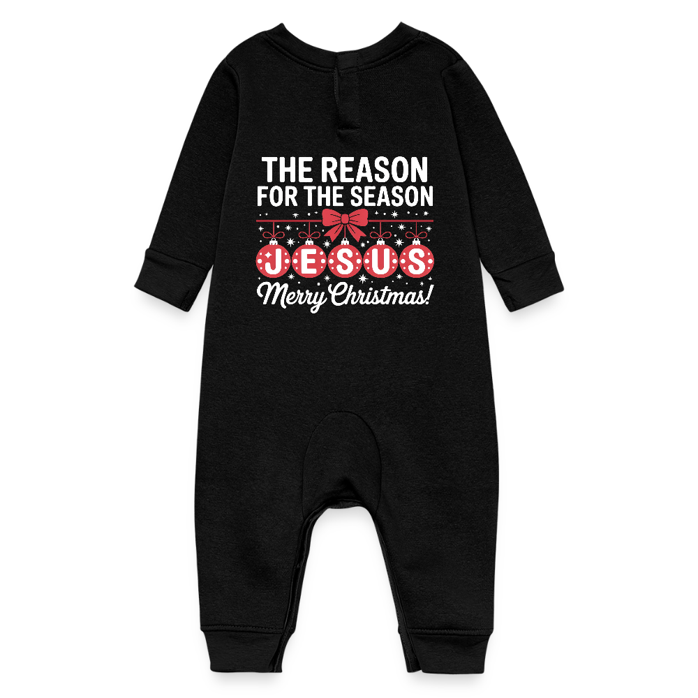 He Is The Reason For The Season Christmas Christian Baby Fleece Jumpsuit - black