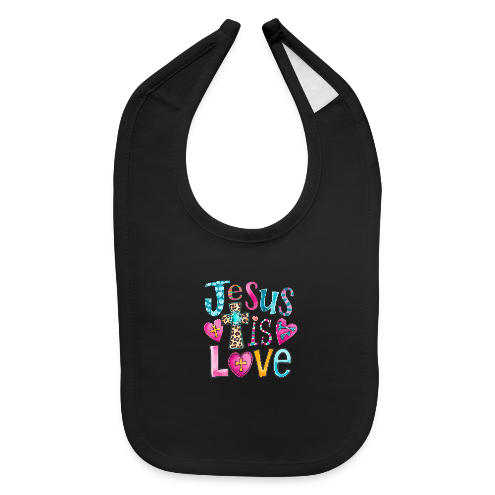 He Is Love Christian Baby Bib - black