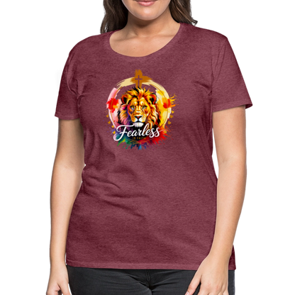 Fearless in Faith Christian Women’s Premium T-Shirt - heather burgundy