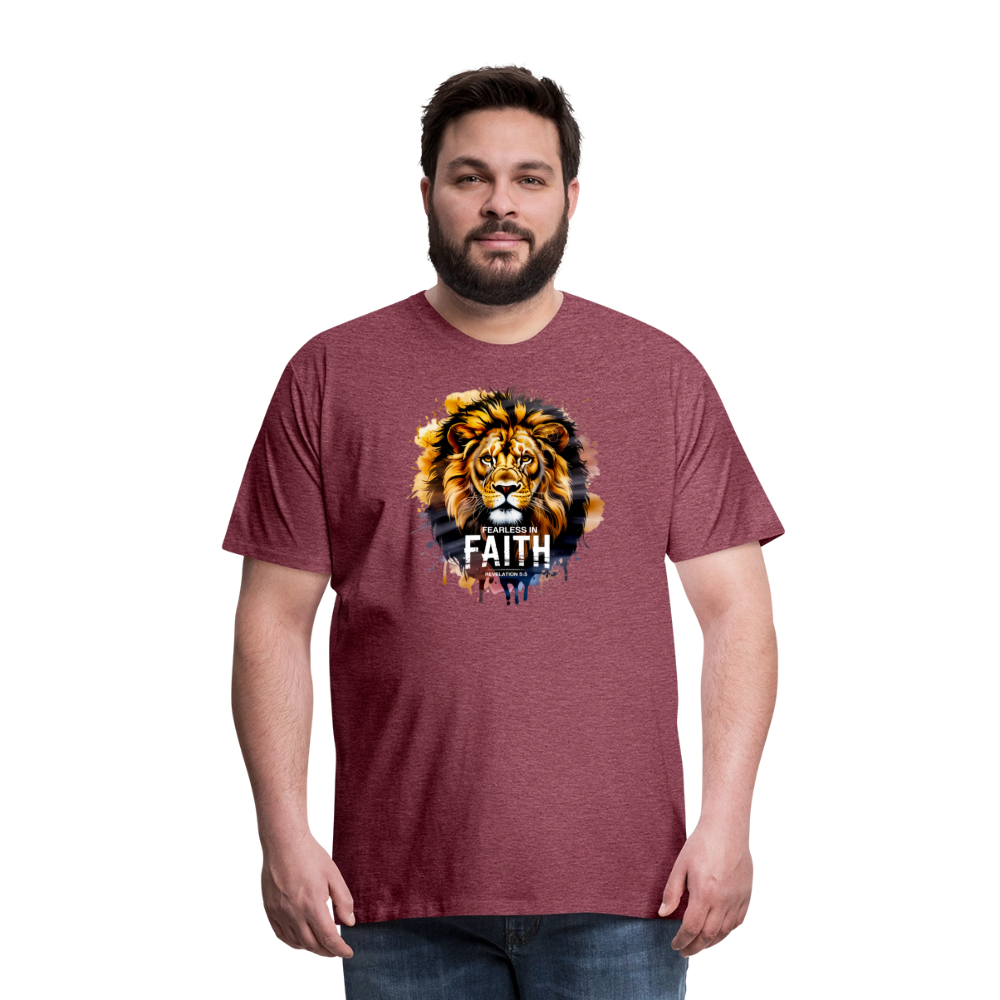 Fearless In Faith Men's Christian Premium T-Shirt - heather burgundy