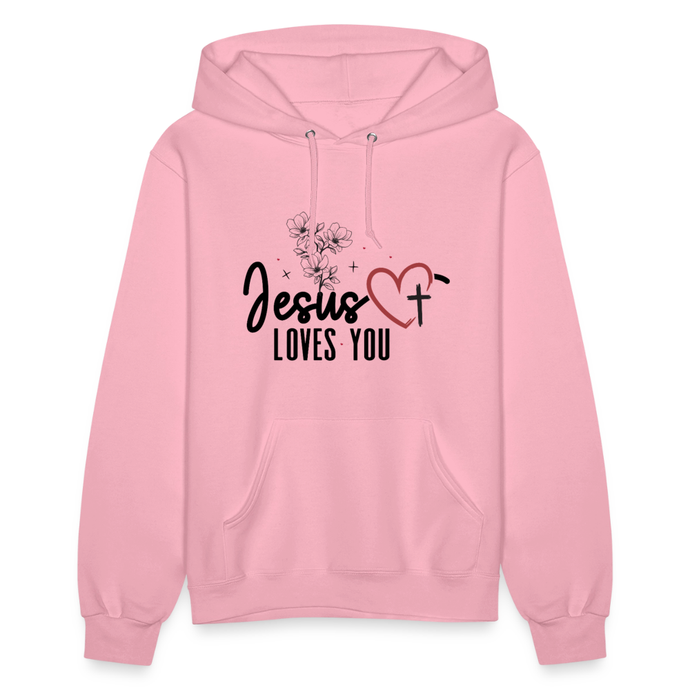He Loves You Women's Christian Hooded Pullover Sweatshirt - classic pink