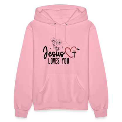 He Loves You Women's Christian Hooded Pullover Sweatshirt - classic pink