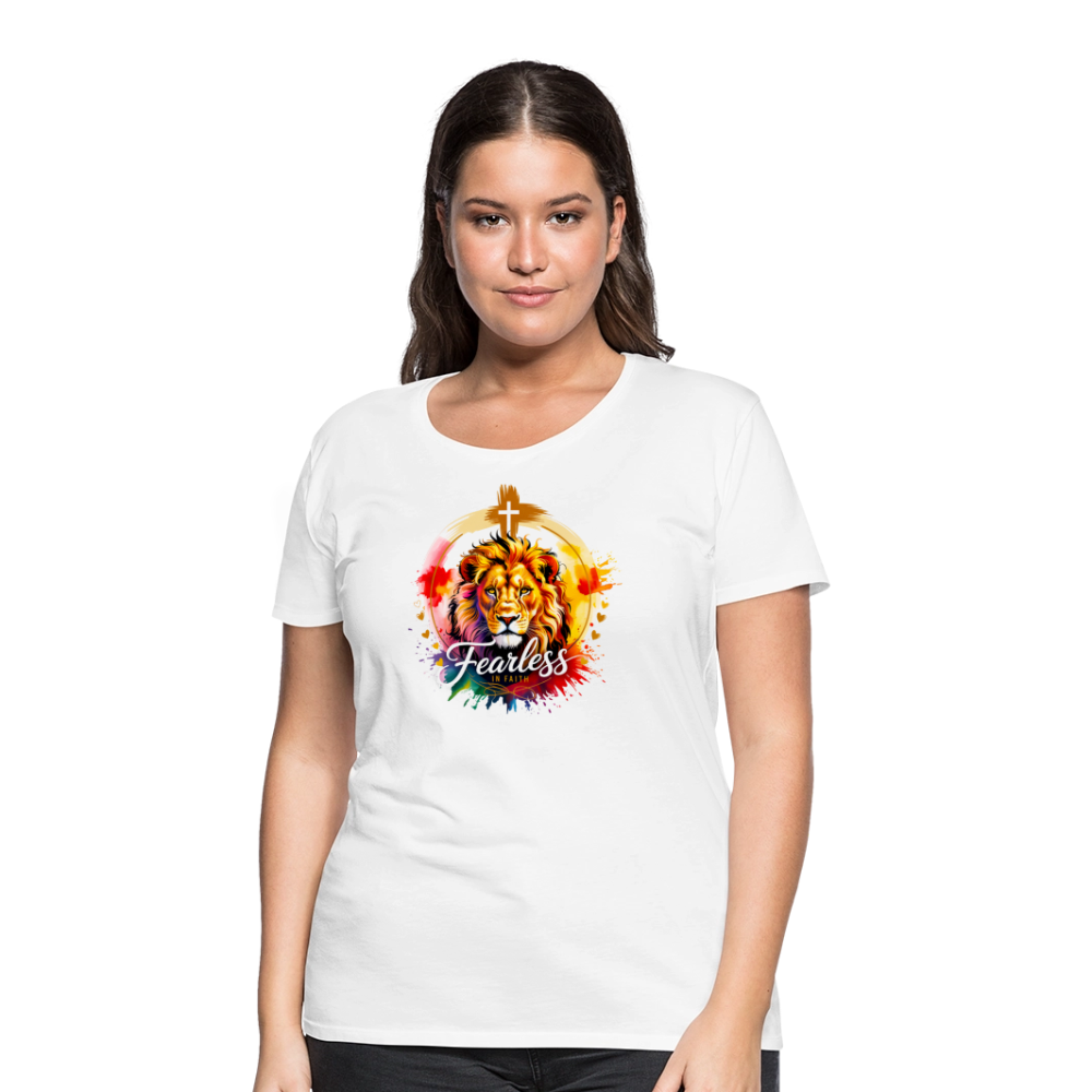Fearless in Faith Christian Women’s Premium T-Shirt - white