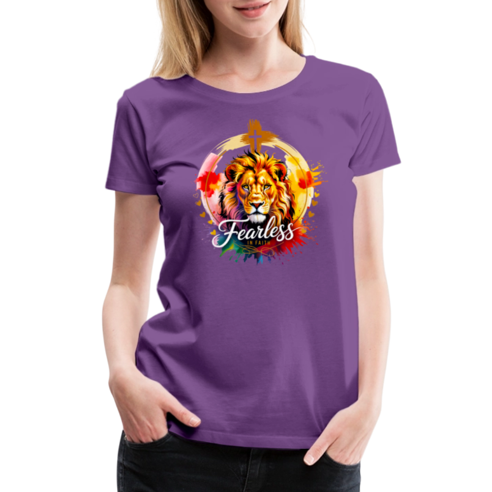 Fearless in Faith Christian Women’s Premium T-Shirt - purple