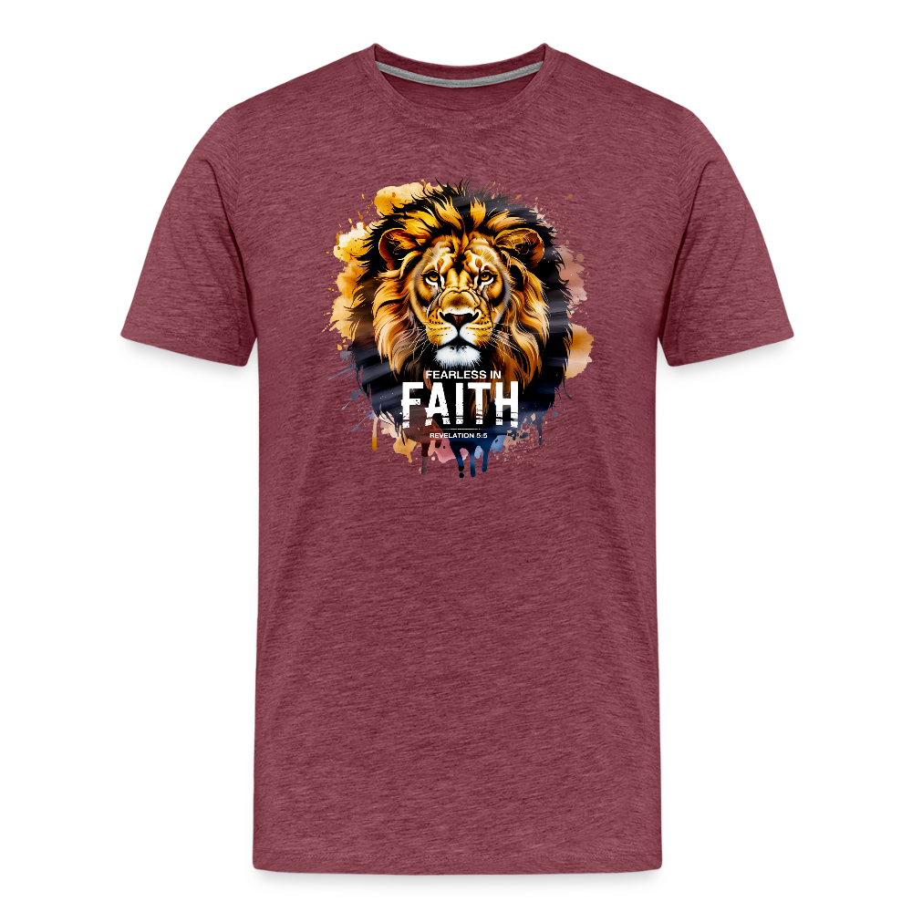 Fearless In Faith Men's Christian Premium T-Shirt - heather burgundy