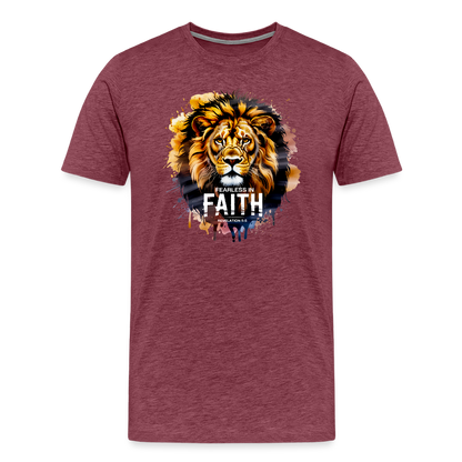 Fearless In Faith Men's Christian Premium T-Shirt - heather burgundy