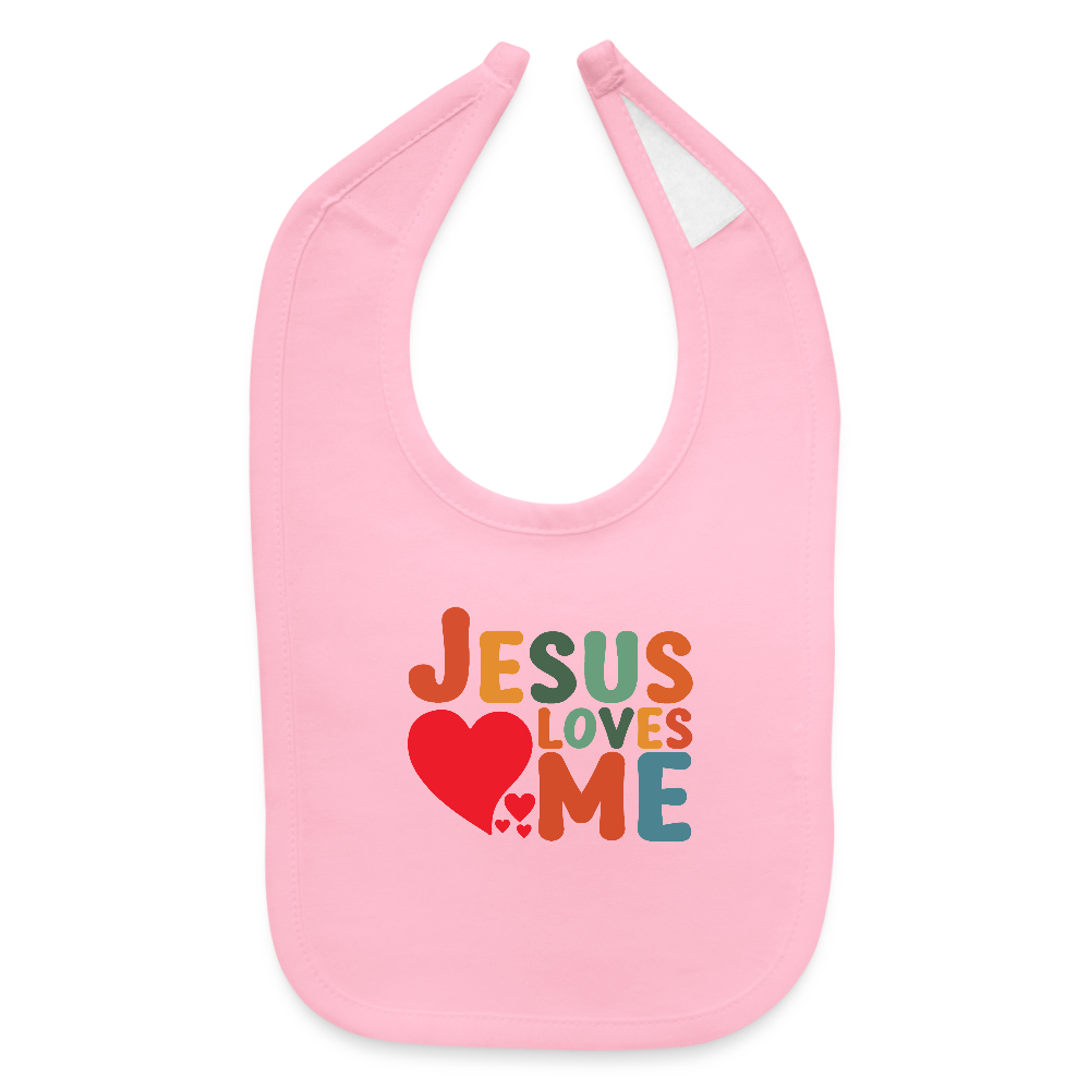 He Loves Me Christian Baby Bib - light pink