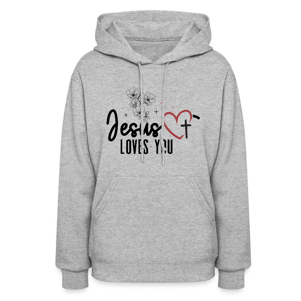 He Loves You Women's Christian Hooded Pullover Sweatshirt - heather gray