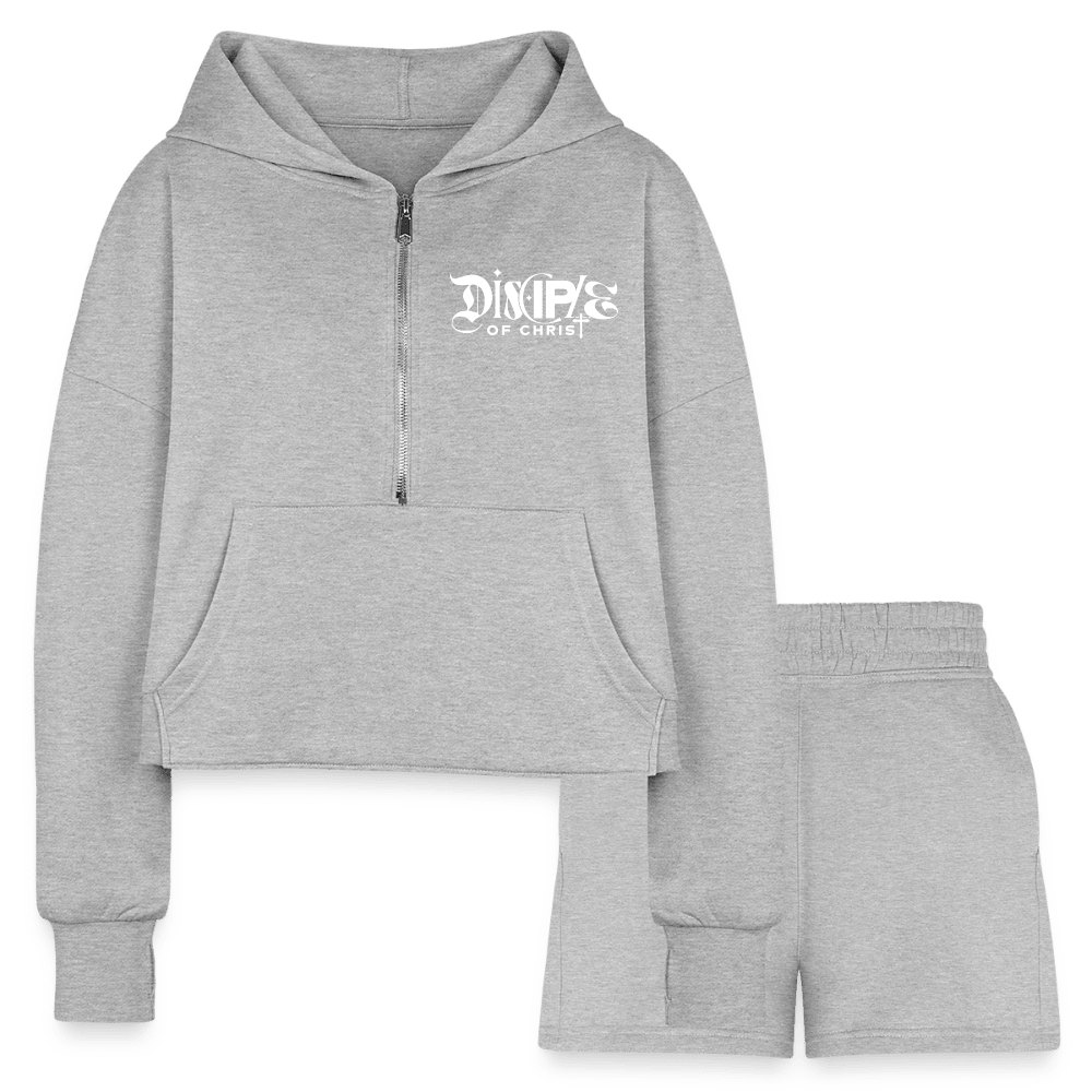 Disciple Of Christ Women’s Christian Cropped Hoodie & Jogger Short Set - ClaimedbyGodDesigns