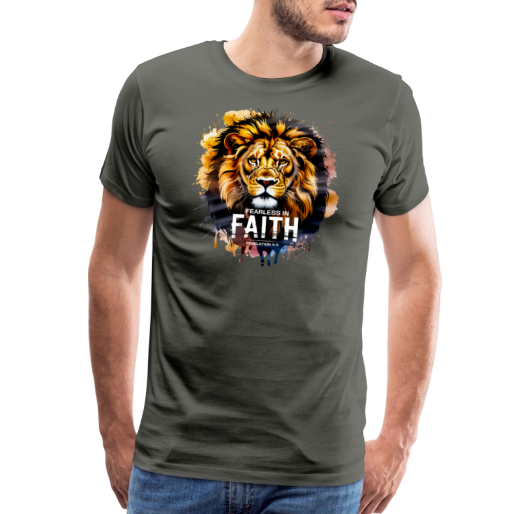Fearless In Faith Men's Christian Premium T-Shirt - asphalt gray