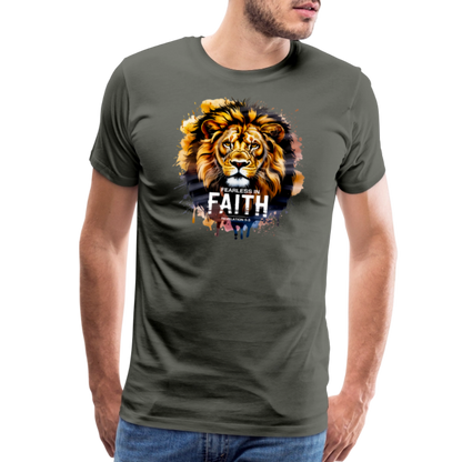Fearless In Faith Men's Christian Premium T-Shirt - asphalt gray