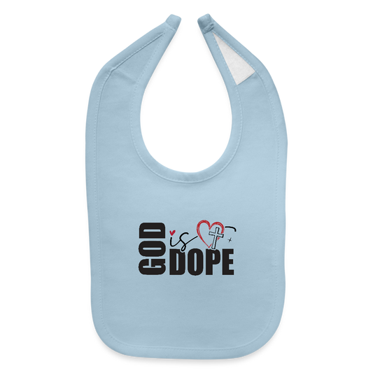 He Is Dope Christian Baby Bib - light blue