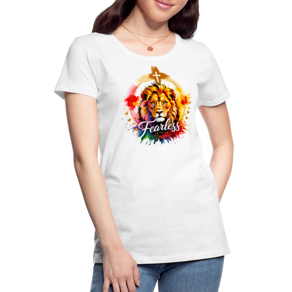 Fearless in Faith Christian Women’s Premium T-Shirt - white
