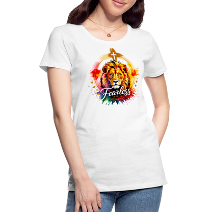 Fearless in Faith Christian Women’s Premium T-Shirt - white