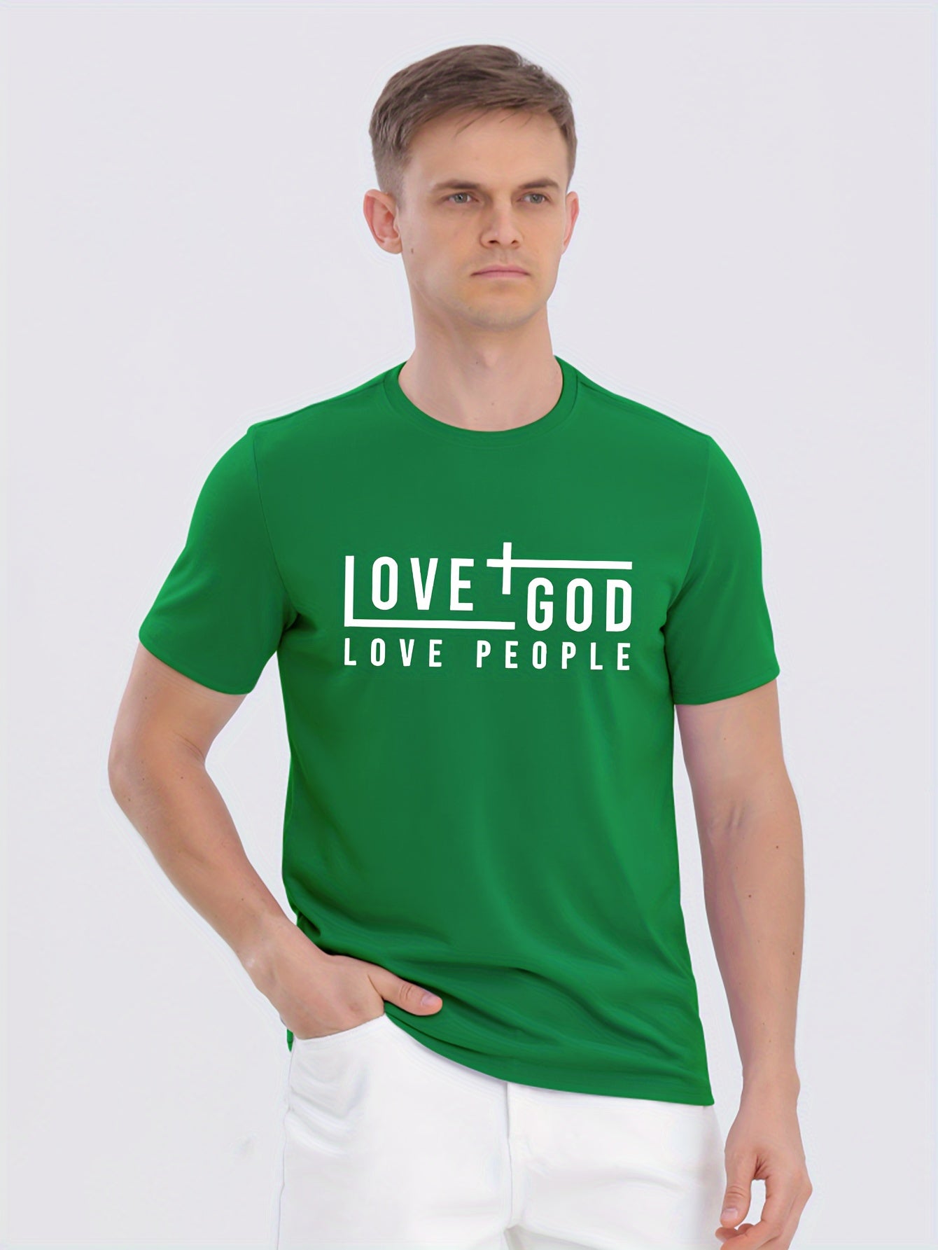 LOVE GOD LOVE PEOPLE Men's Christian T-shirt claimedbygoddesigns