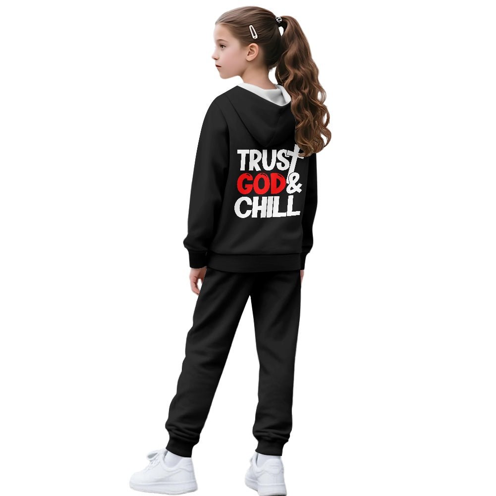 Trust Him And Chill Youth Christian Zippered Sportswear Outfit - ClaimedbyGodDesigns