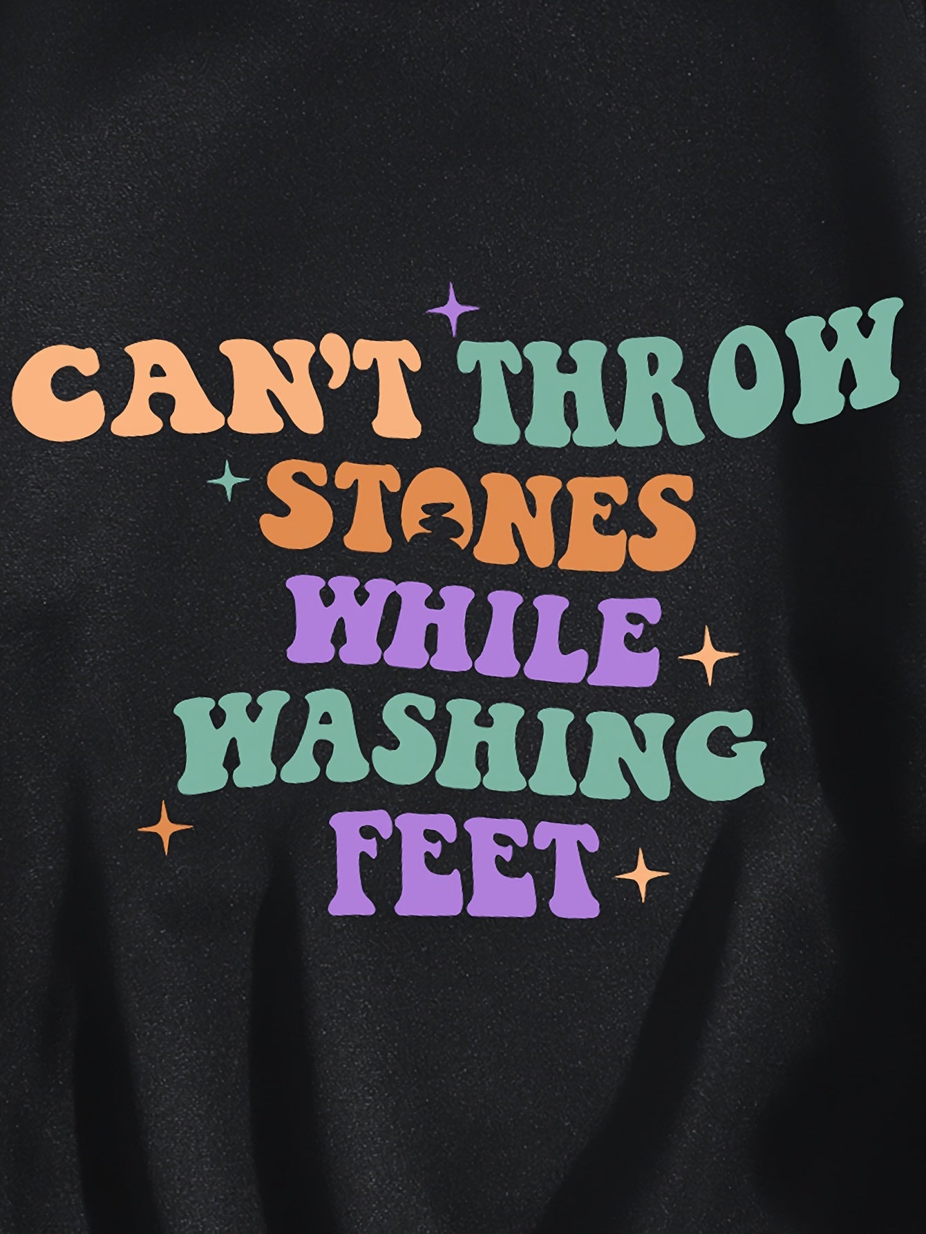 Can't Throw Stones While Washing Feet Plus Size  Women's Christian Pullover Hooded Sweatshirt claimedbygoddesigns