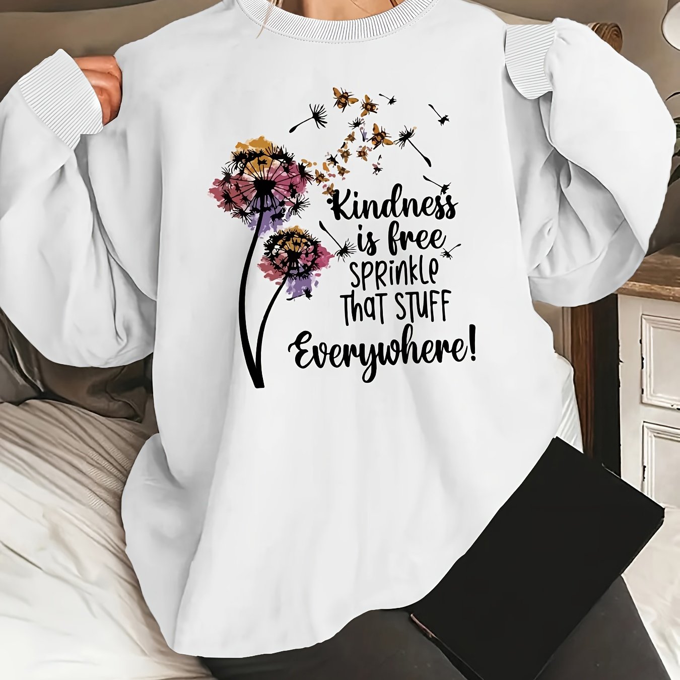 Kindness Is Free Sprinkle That Stuff Everywhere Women's Christian Pullover Sweatshirt claimedbygoddesigns