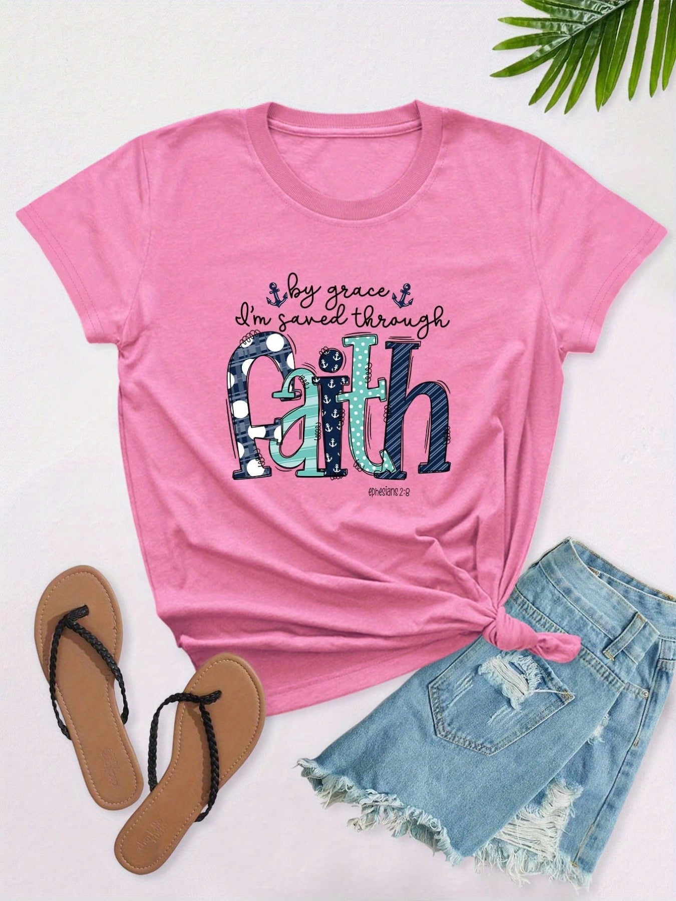 Ephesians 2:8 By Grace I'm Saved Through Faith Women's Christian T-shirt claimedbygoddesigns