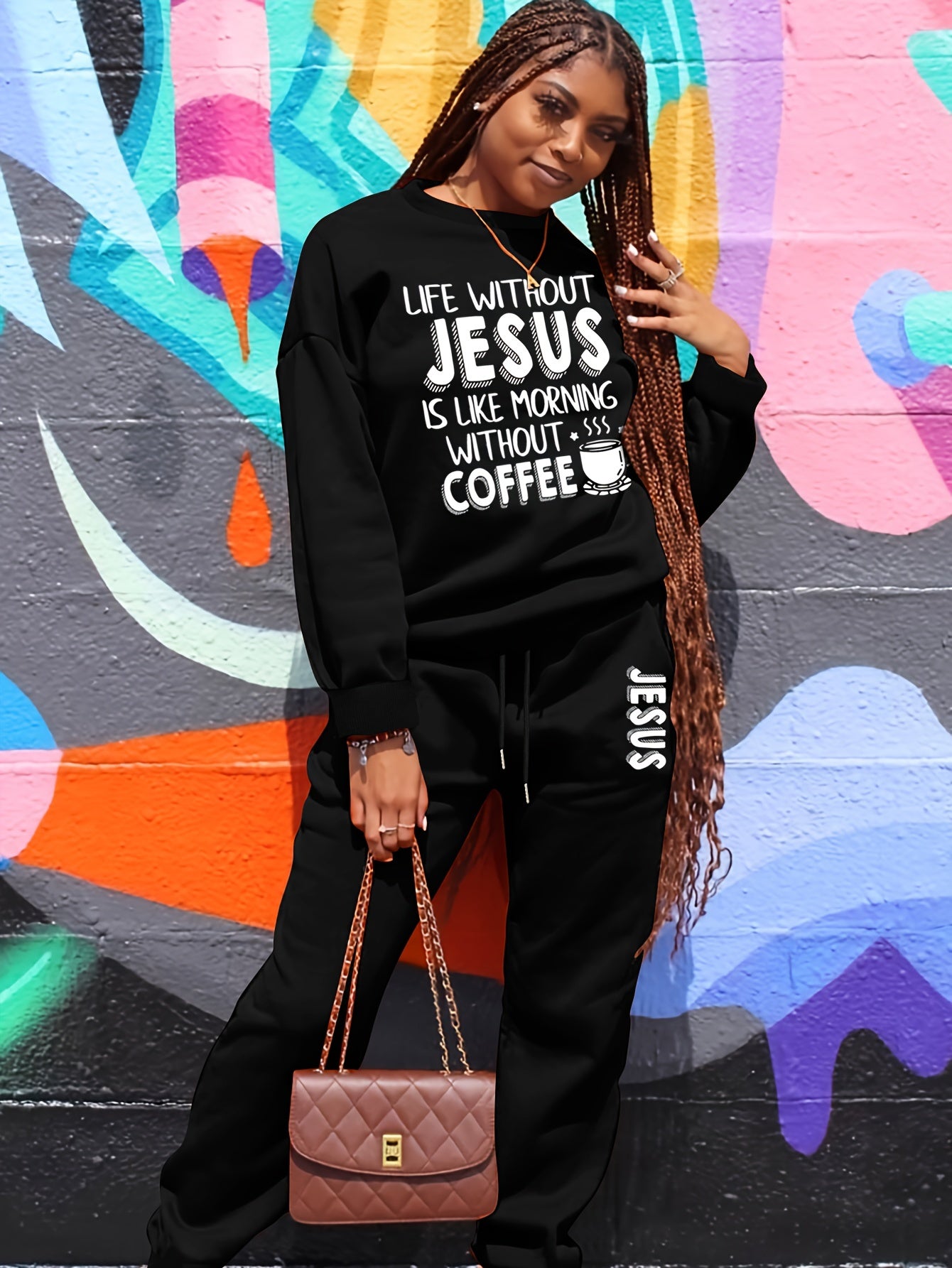 Life Without Jesus Is Like Morning Without Coffee Plus Size Women's Christian Casual Outfit claimedbygoddesigns