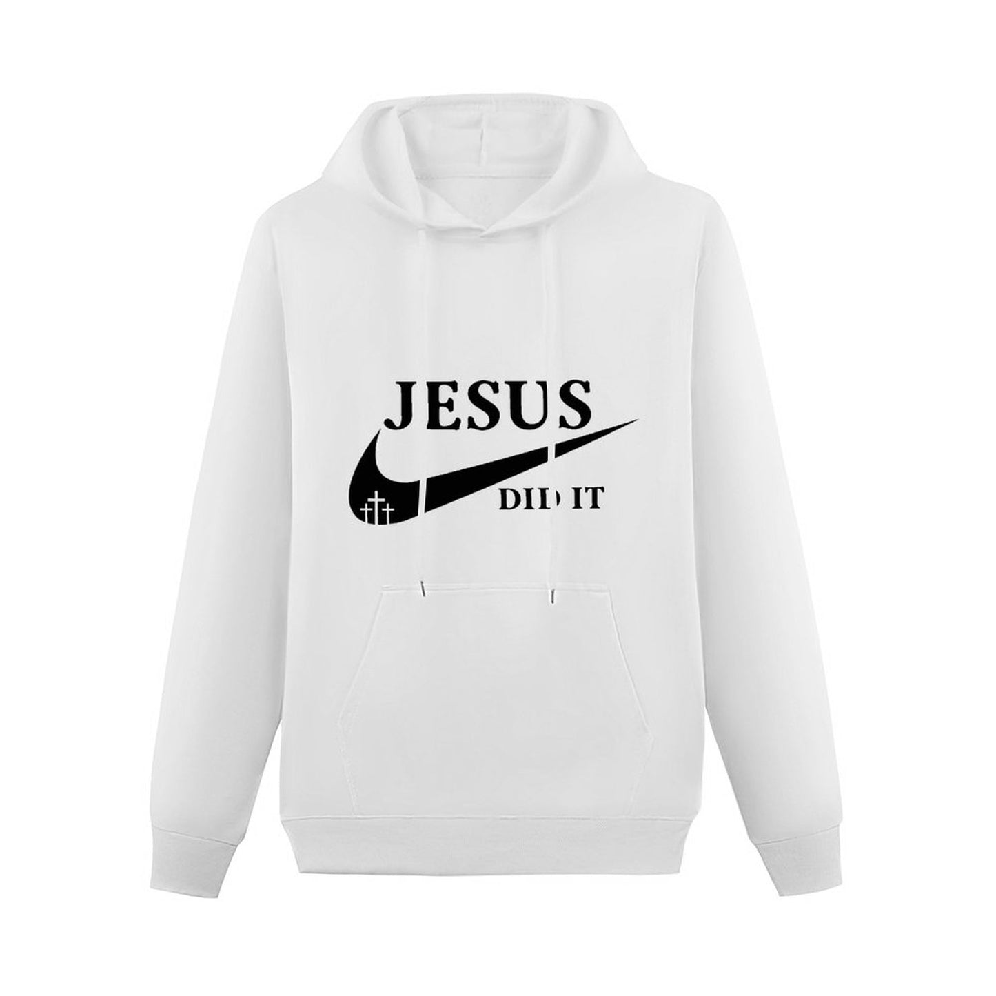 Jesus Did It (like Nike) Men's Christian Pullover Hooded Sweatshirt