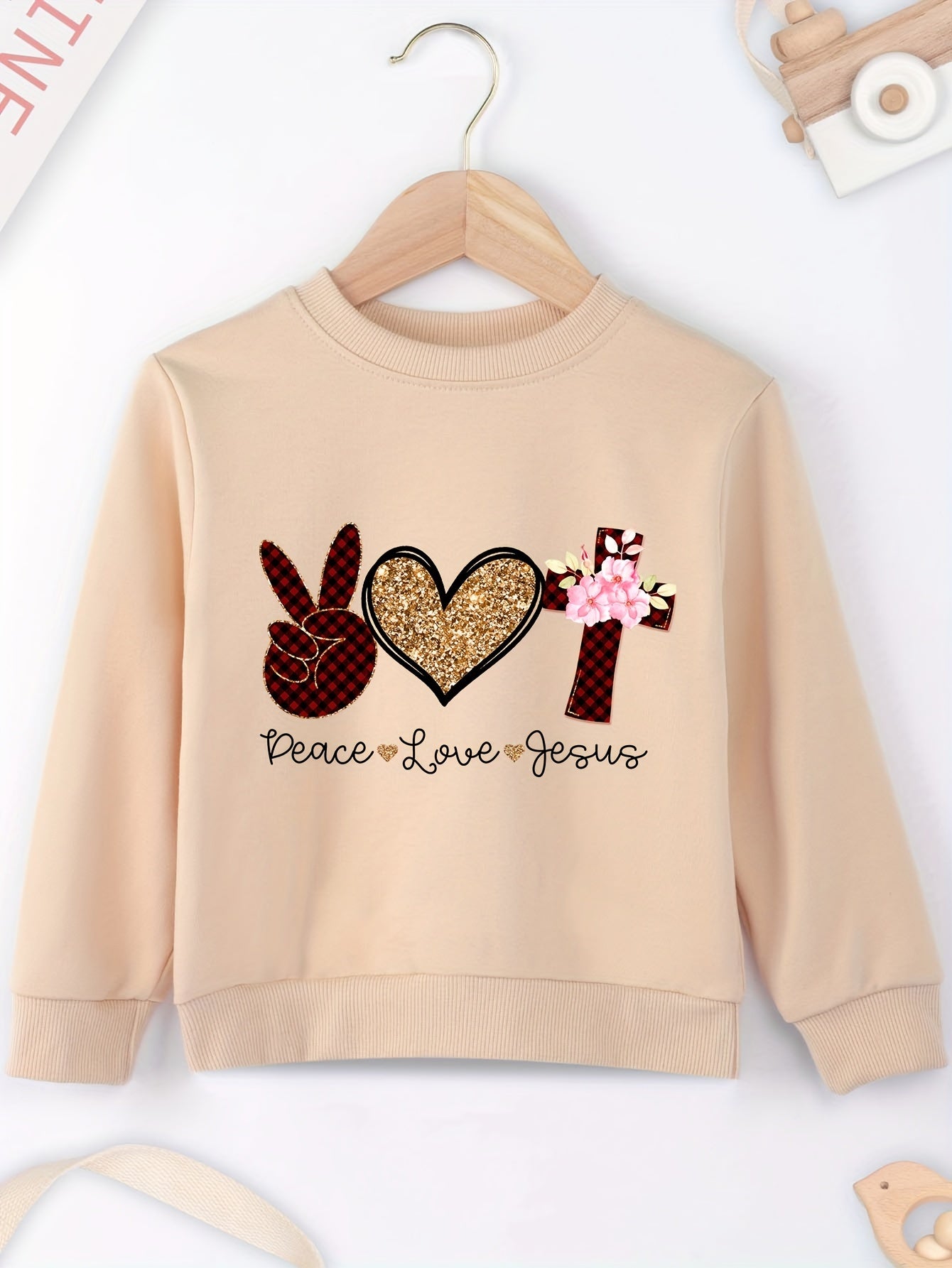 Peace, Love & Jesus Youth Christian Pullover Sweatshirt claimedbygoddesigns