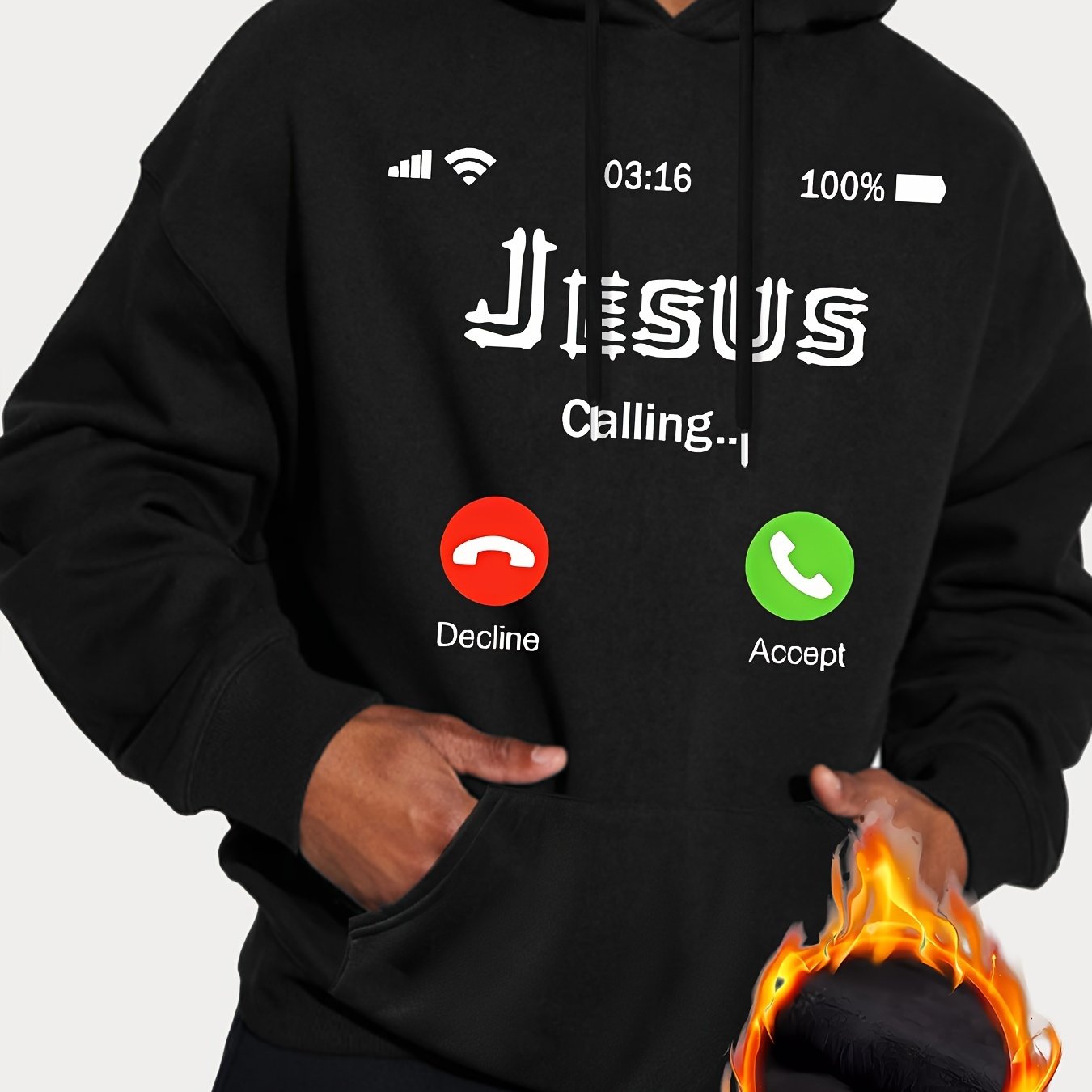 JESUS Is Calling Men's Christian Pullover Hooded Sweatshirt claimedbygoddesigns