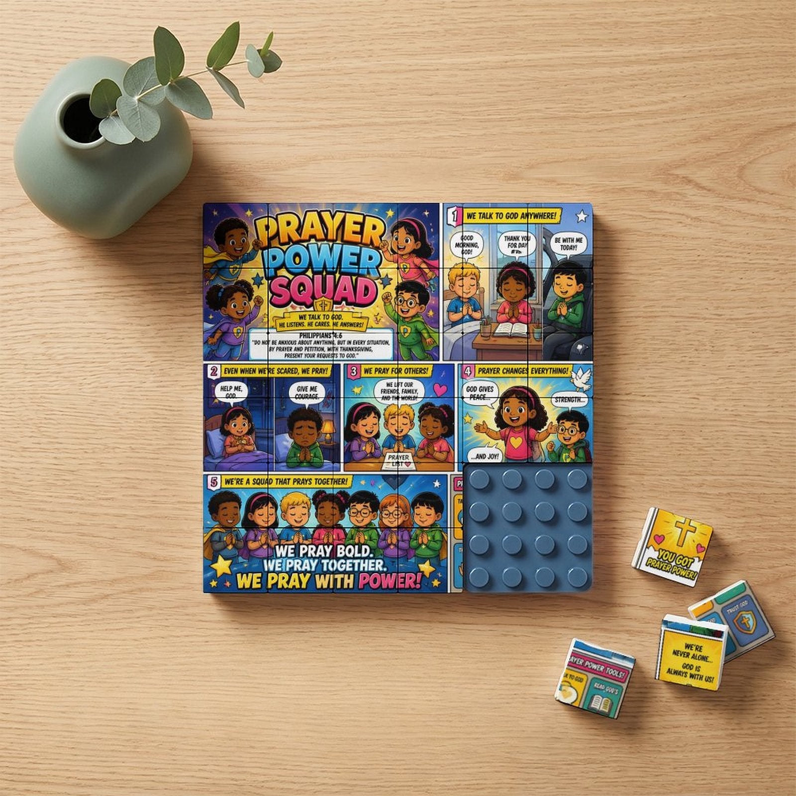 Prayer Power Squad – Building Block Puzzle Ornament - ClaimedbyGodDesigns