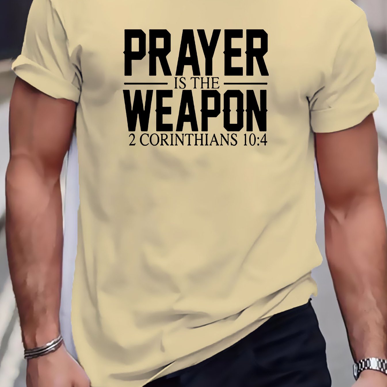 2 Corinthians 10:4 Prayer Is The Weapon Men's Christian T-shirt claimedbygoddesigns