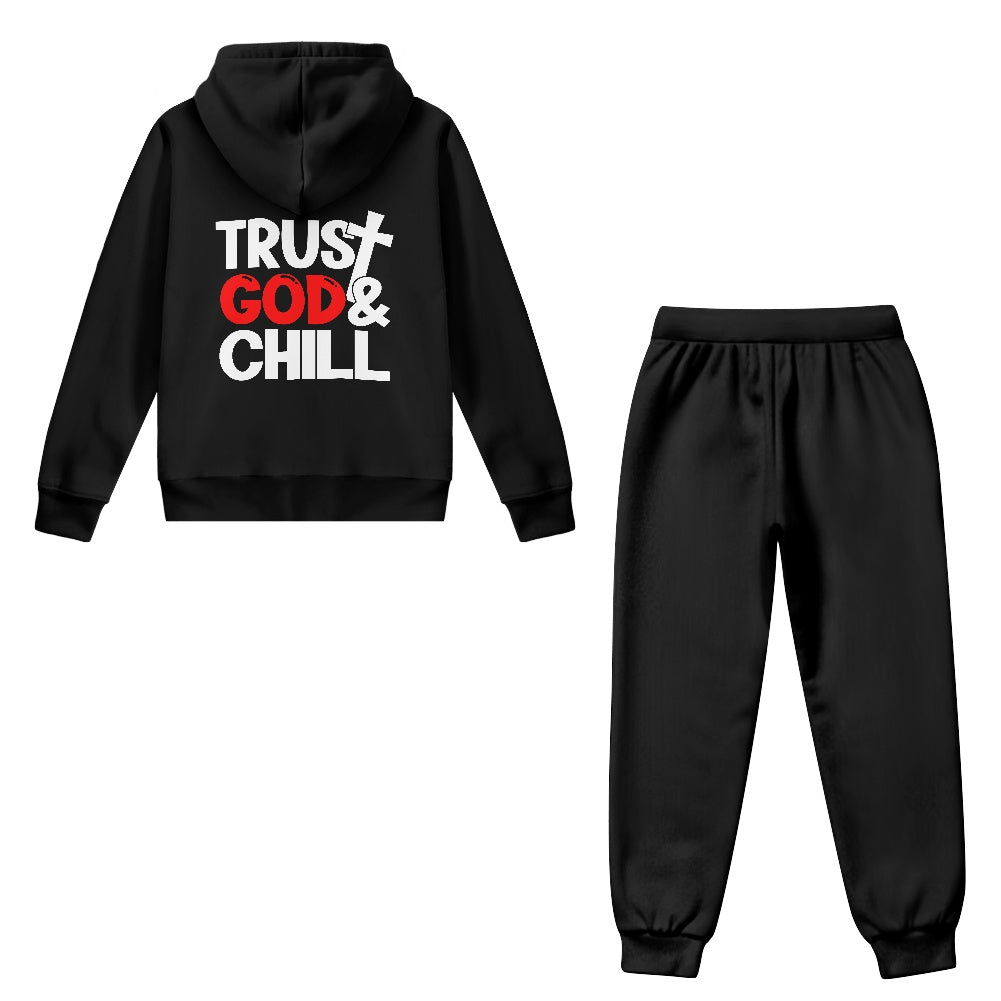 Trust Him And Chill Youth Christian Zippered Sportswear Outfit - ClaimedbyGodDesigns