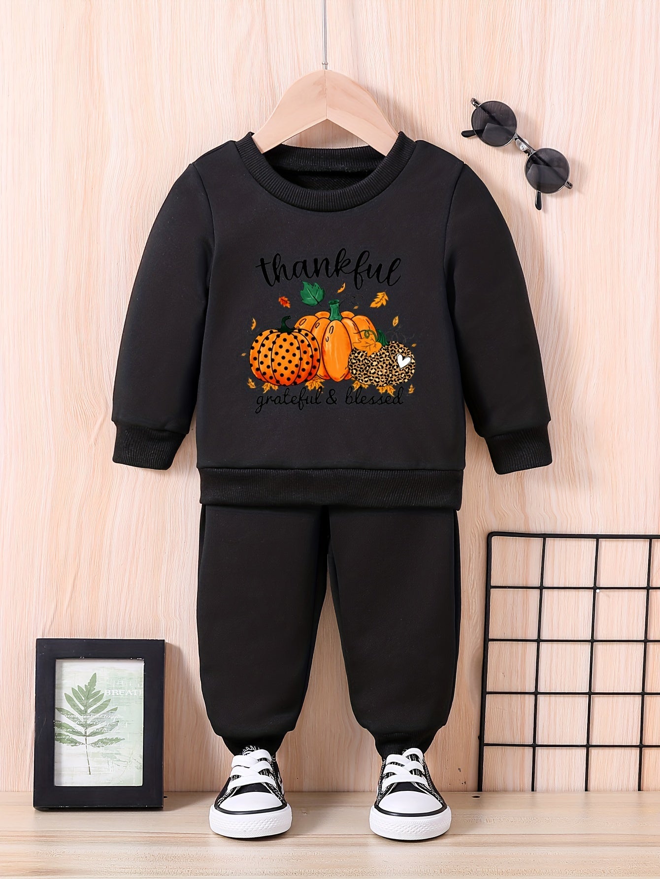 THANKFUL GRATEFUL BLESSED (thanksgiving themed) Toddler Christian Casual Outfit claimedbygoddesigns