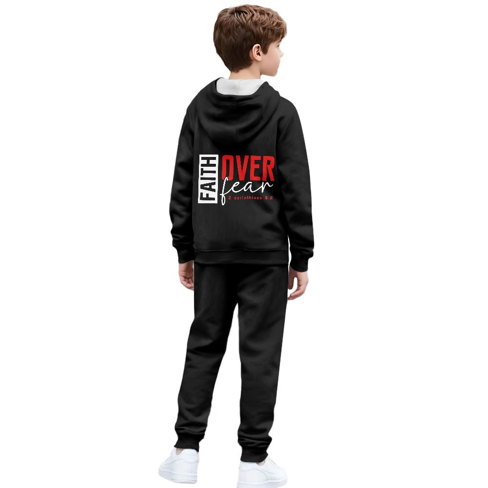 Faith Over Fear Youth Christian Zippered Sportswear Outfit - ClaimedbyGodDesigns