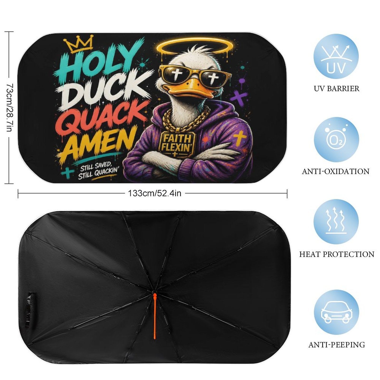 Holy Duck — Quack Amen Christian Car Sunshade Umbrella - ClaimedbyGodDesigns
