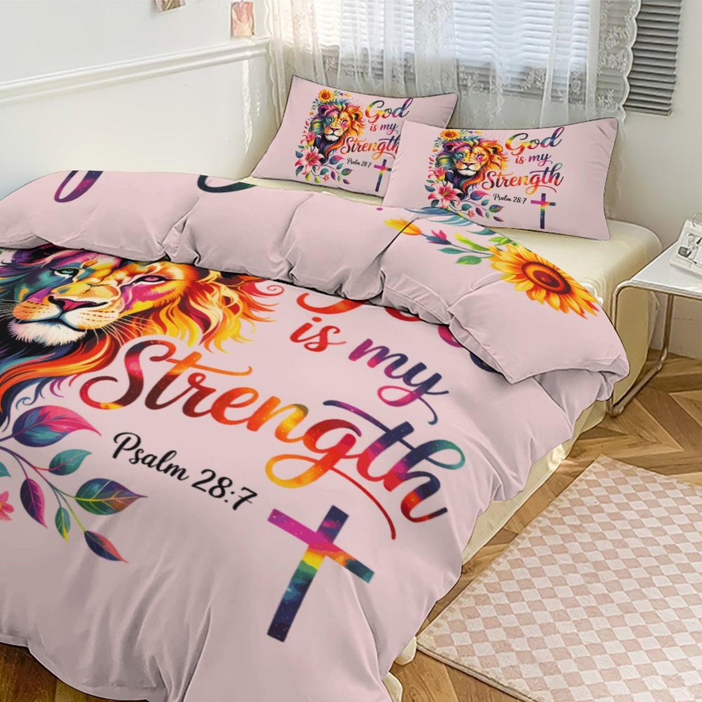 He Is My Strength 3 - PieceChristian Comforter Bedding Set - Full/Twin - ClaimedbyGodDesigns