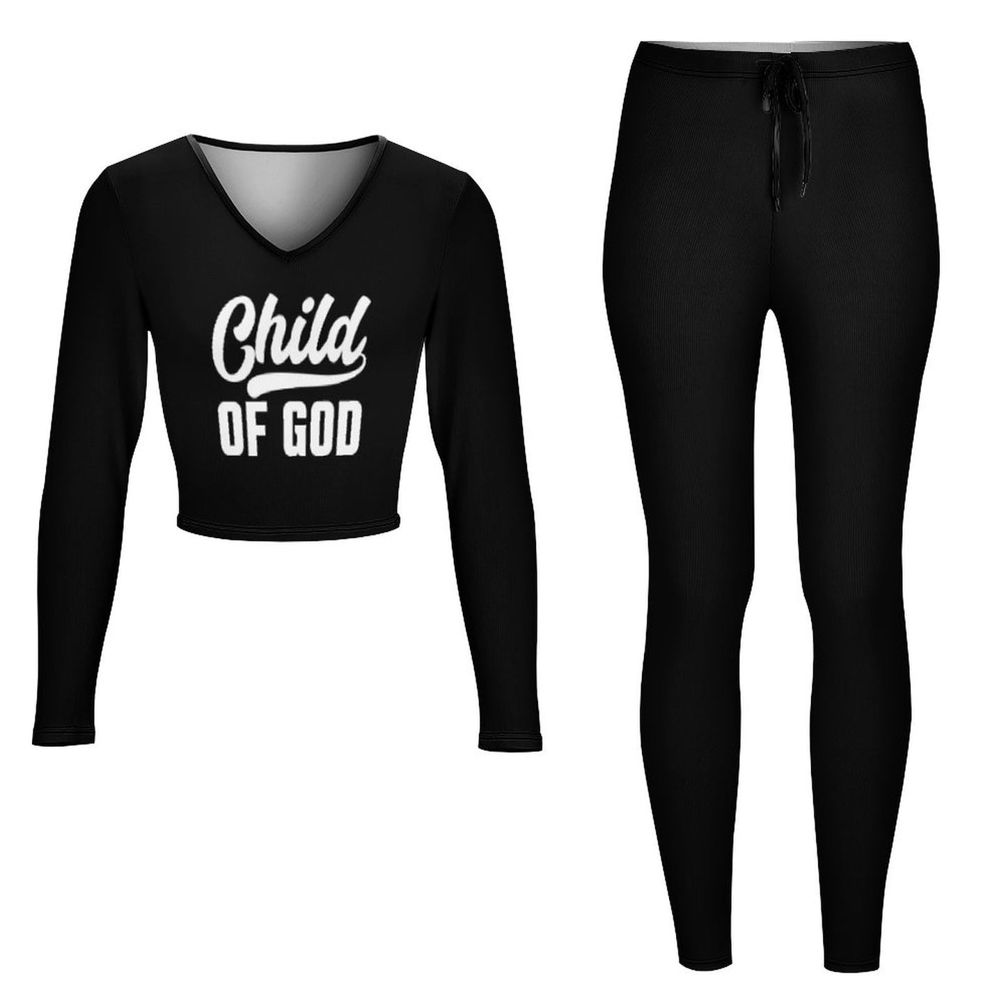Child Of God Women's Christian Casual Outfit V neck Sweatshirt Set  SALE-Personal Design