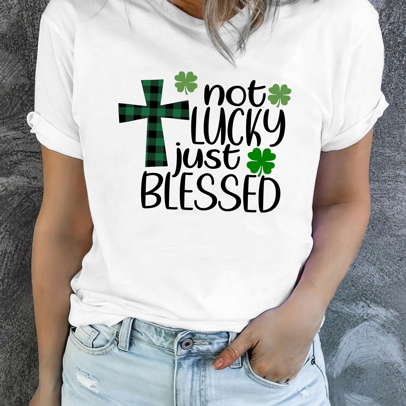 Not Lucky Just Blessed Women's Christian T-shirt claimedbygoddesigns